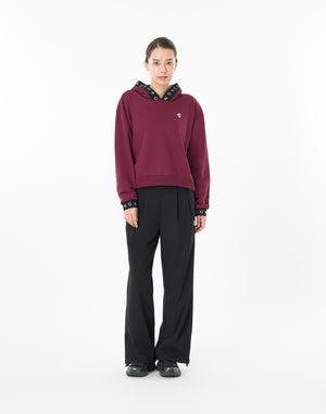 CRONOS WOMEN LOGO JACQUARD HOODIE【BORDEAUX】