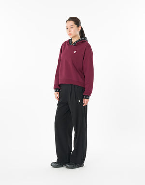 CRONOS WOMEN LOGO JACQUARD HOODIE【BORDEAUX】