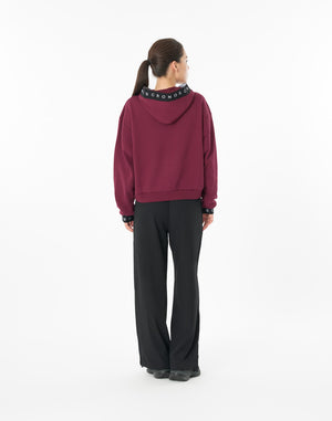 CRONOS WOMEN LOGO JACQUARD HOODIE【BORDEAUX】