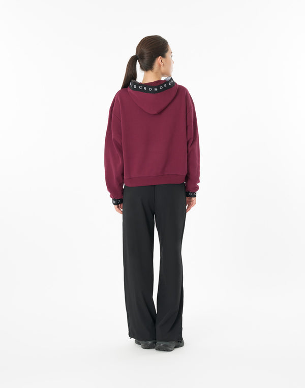 CRONOS WOMEN LOGO JACQUARD HOODIE【BORDEAUX】