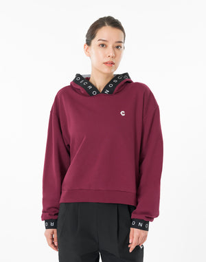 CRONOS WOMEN LOGO JACQUARD HOODIE [BORDEAUX]