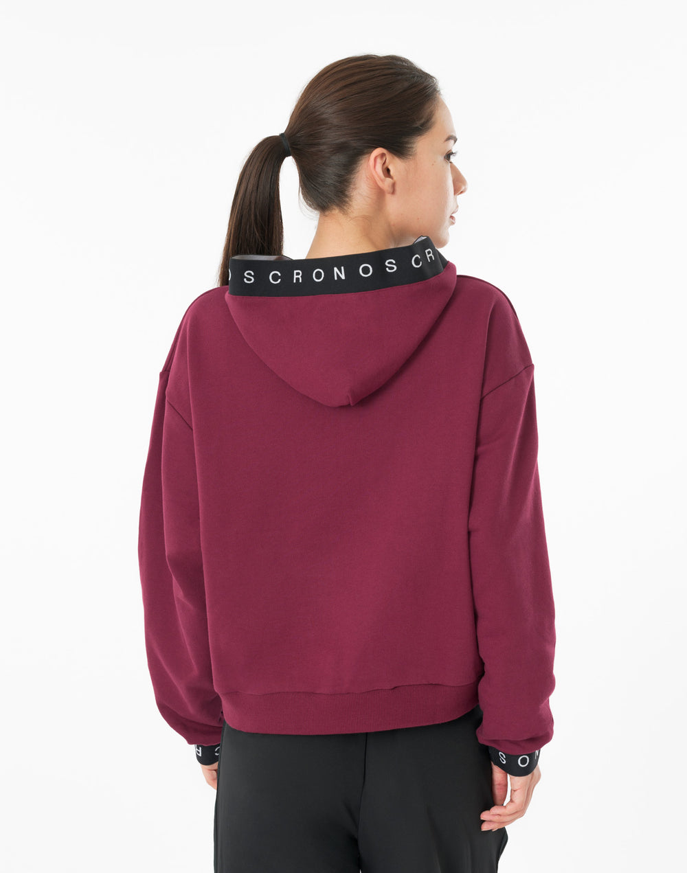 CRONOS WOMEN LOGO JACQUARD HOODIE【BORDEAUX】