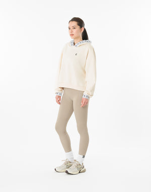 CRONOS WOMEN LOGO JACQUARD HOODIE【CREAM】