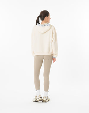 CRONOS WOMEN LOGO JACQUARD HOODIE【CREAM】