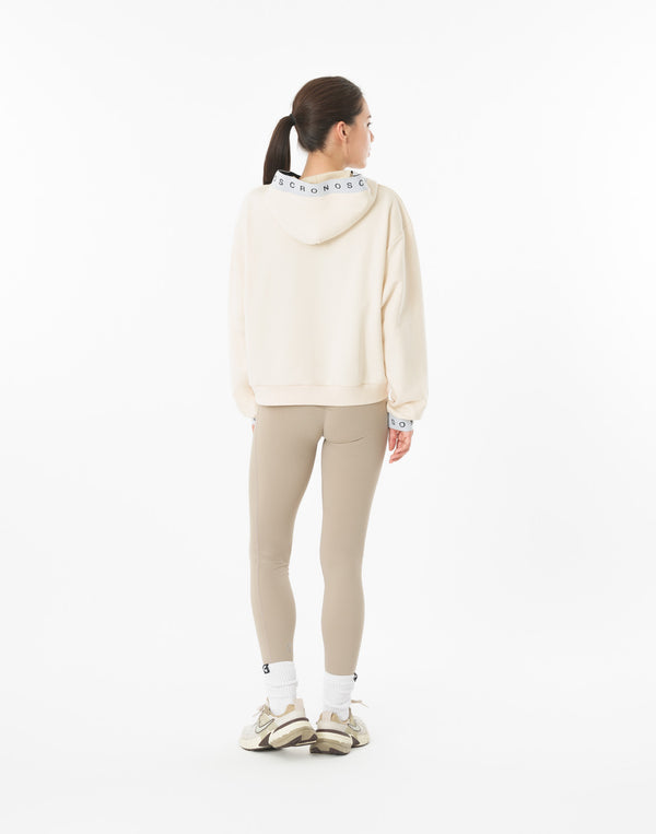 CRONOS WOMEN LOGO JACQUARD HOODIE【CREAM】