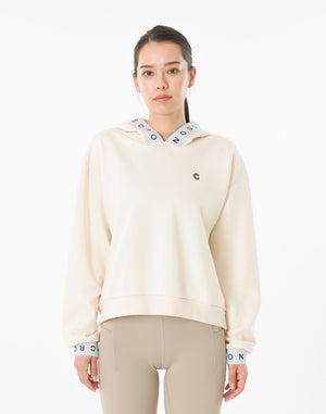 CRONOS WOMEN LOGO JACQUARD HOODIE [CREAM]