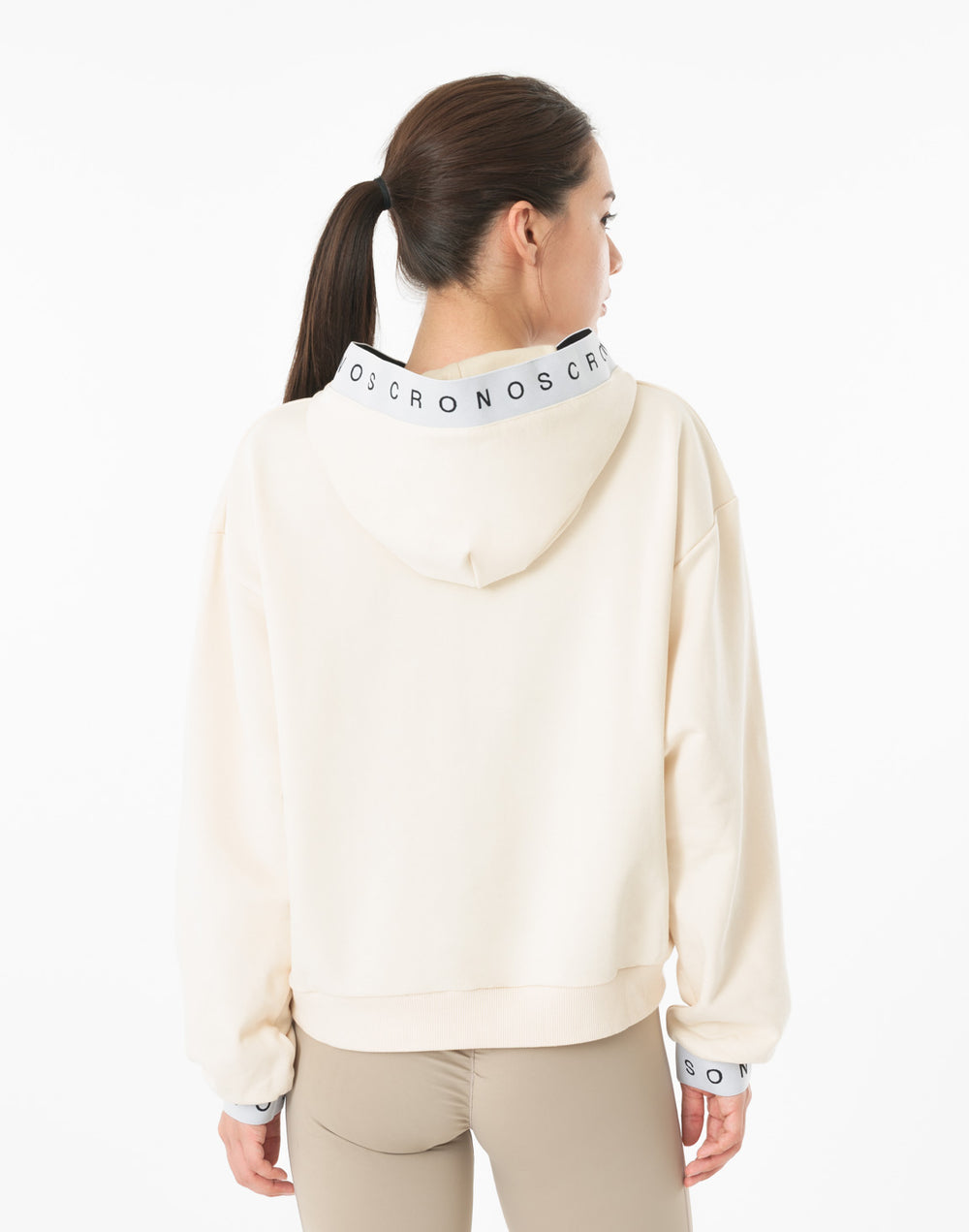 CRONOS WOMEN LOGO JACQUARD HOODIE【CREAM】