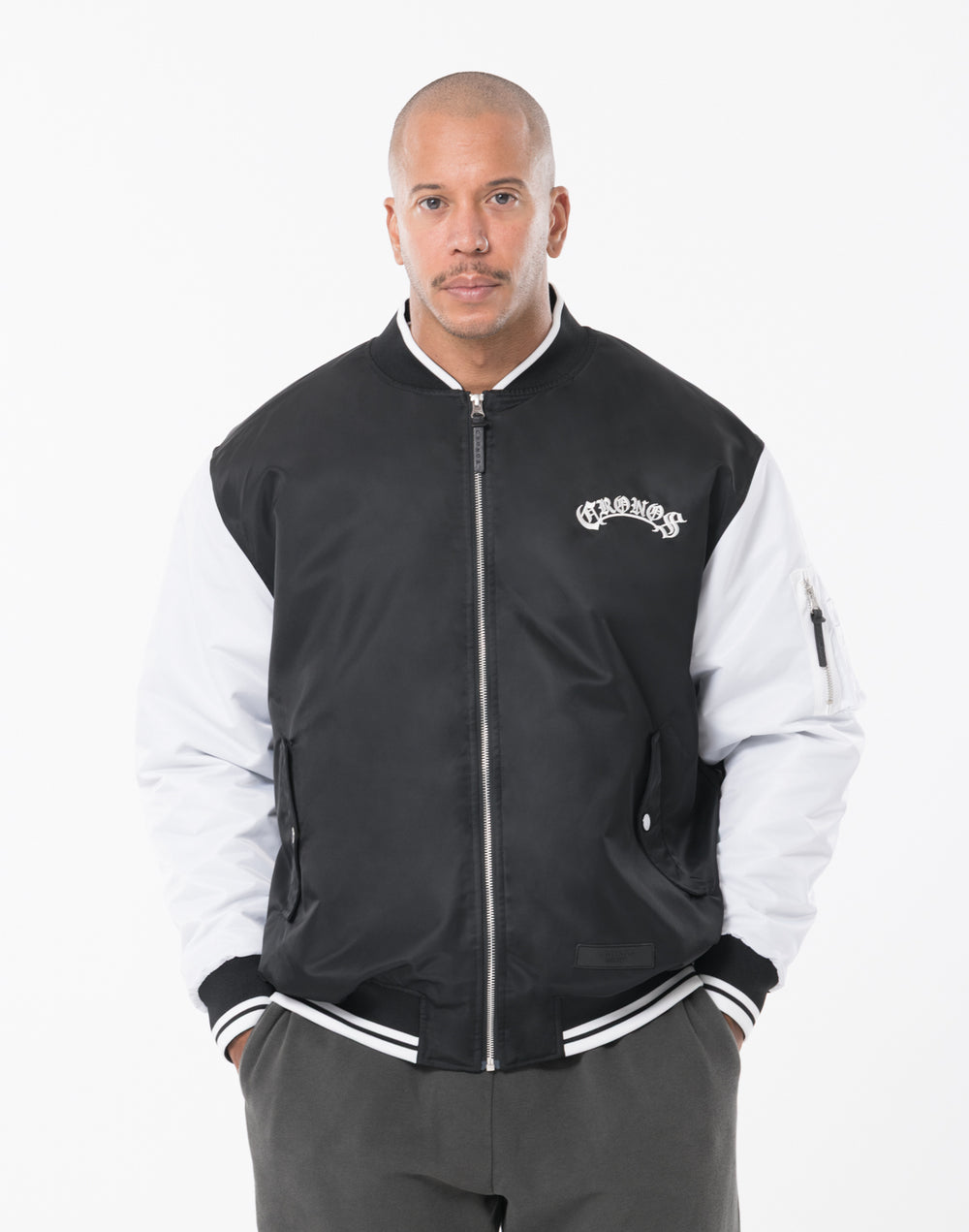 CRONOS BLACKLETTER MA-1 JACKET [BLACK×WHITE]