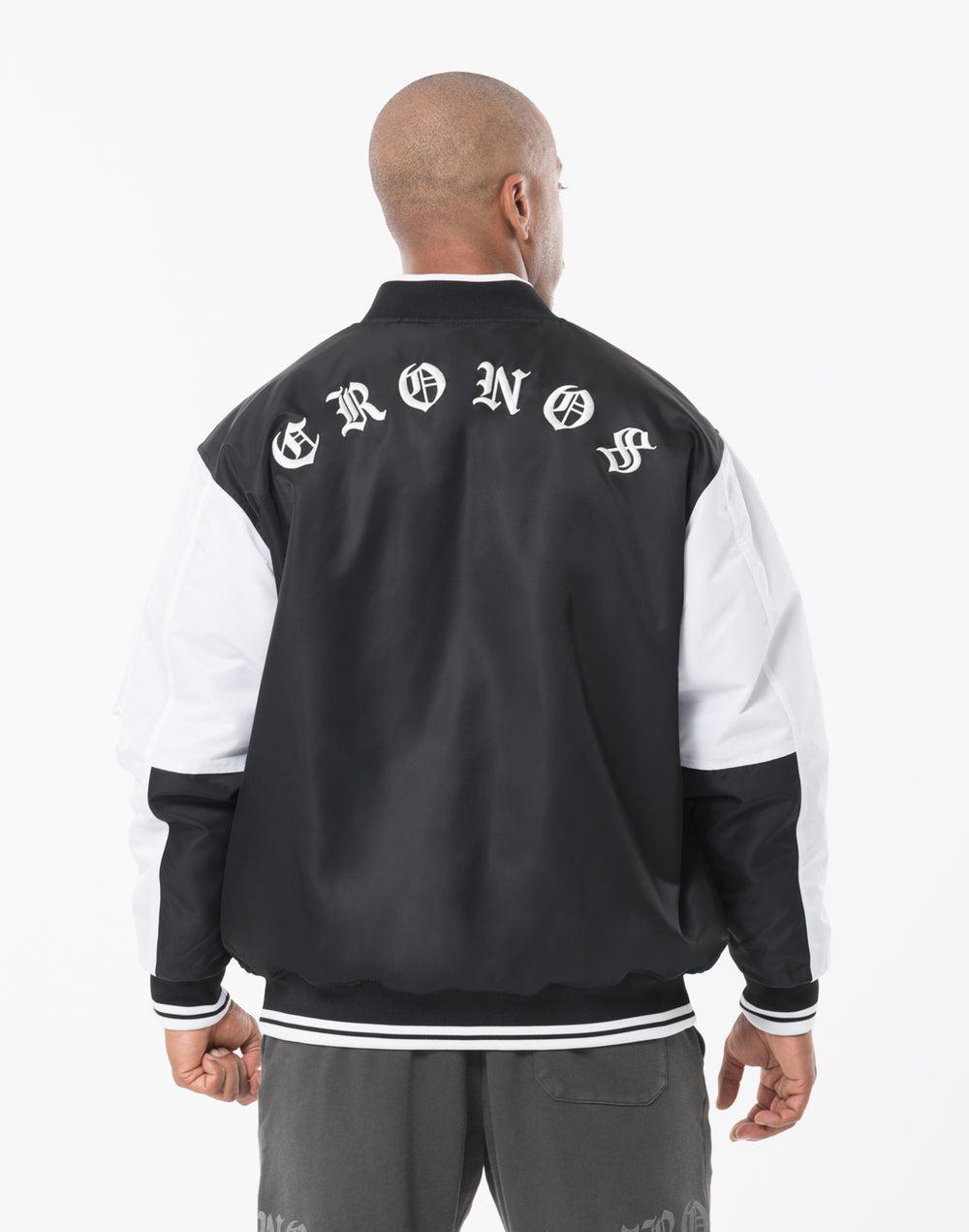 CRONOS BLACKLETTER MA-1 JACKET [BLACK×WHITE]