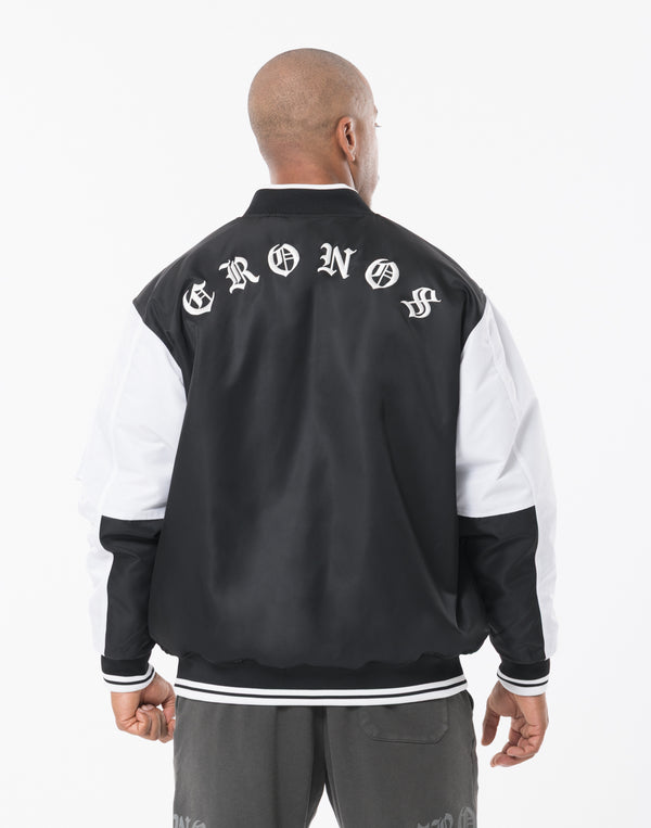 CRONOS BLACKLETTER MA-1 JACKET [BLACK×WHITE]