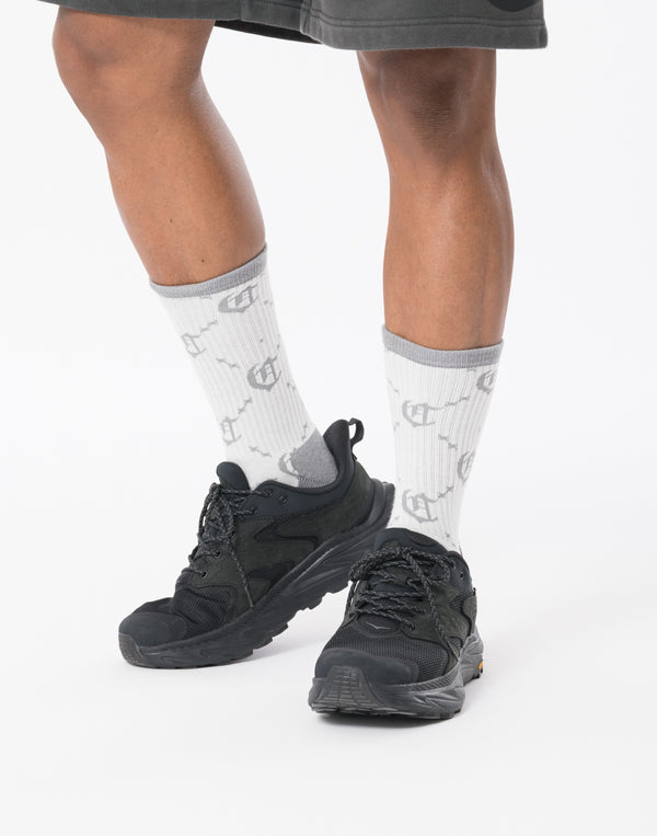 CRONOS BLACKLETTER ORIGINAL MONOGRAM SOCKS【WHITE】