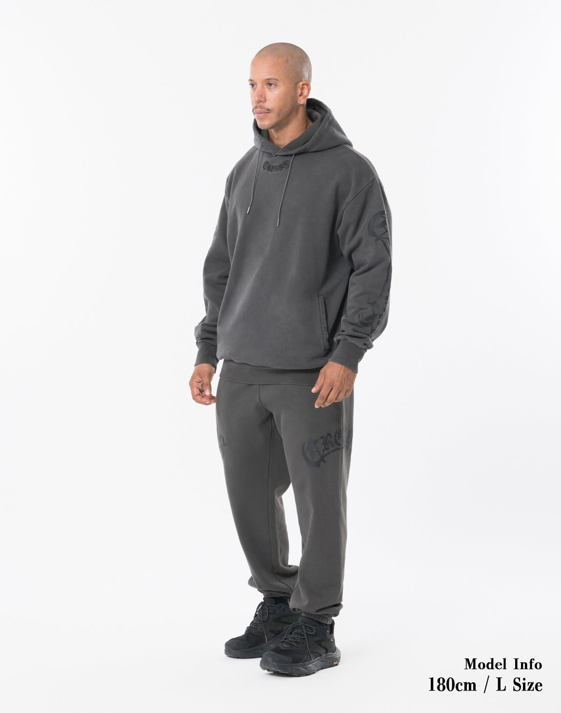 CRONOS BLACKLETTER HOODIE【V BLACK×BLACK】