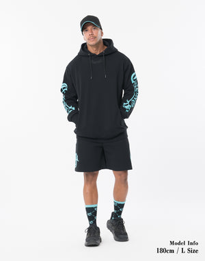 CRONOS BLACKLETTER Shorts [BLACK×BLUE]