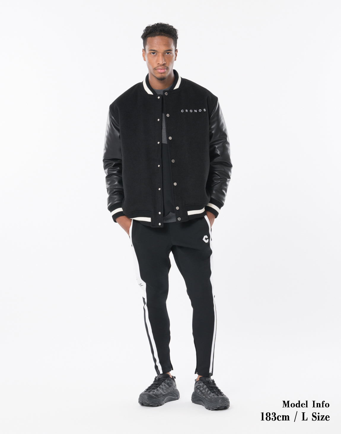 CRONOS STRETCH VARSITY JACKET【BLACK】