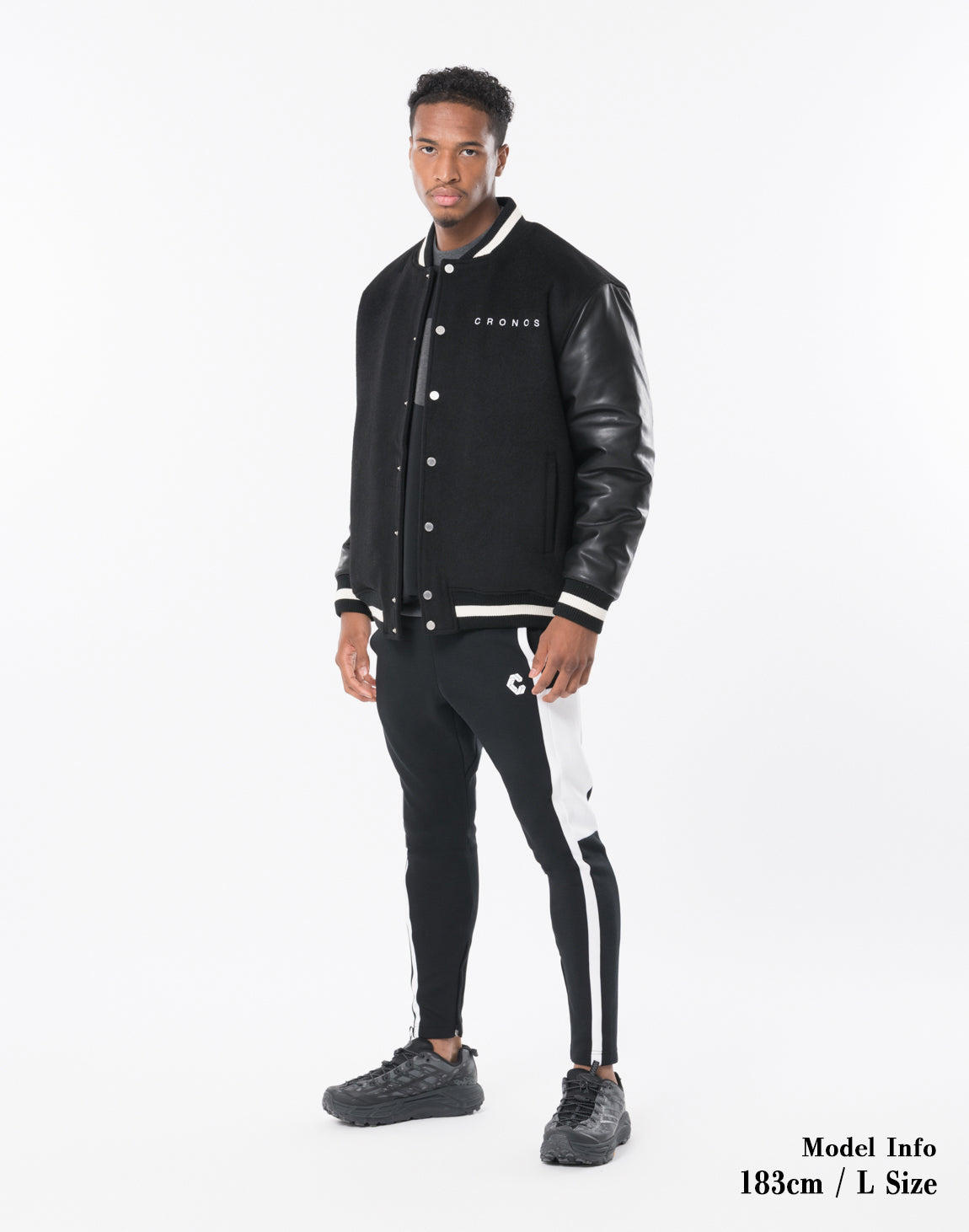 CRONOS STRETCH VARSITY JACKET【BLACK】