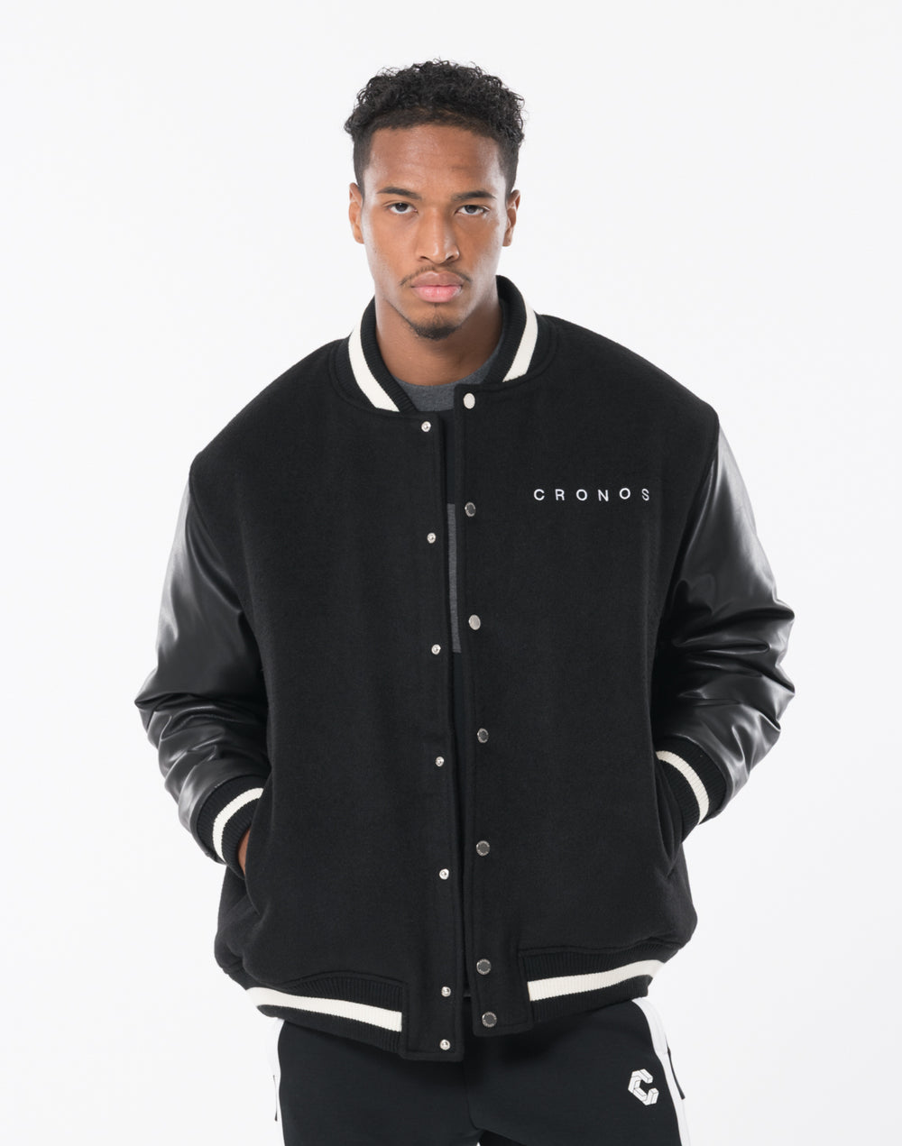 CRONOS STRETCH VARSITY JACKET [BLACK]