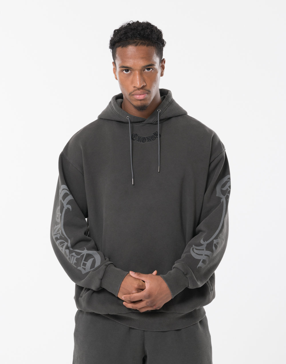 CRONOS BLACKLETTER HOODIE [V BLACK×WHITE]