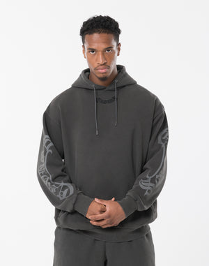 CRONOS BLACKLETTER HOODIE [V BLACK×WHITE]