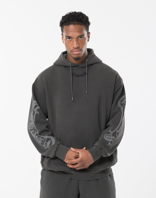 CRONOS BLACKLETTER HOODIE [V BLACK×WHITE]