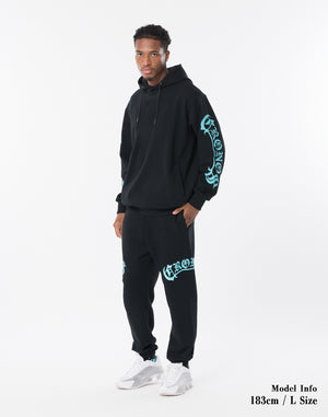 CRONOS BLACKLETTER Long Pants [BLACK×BLUE]