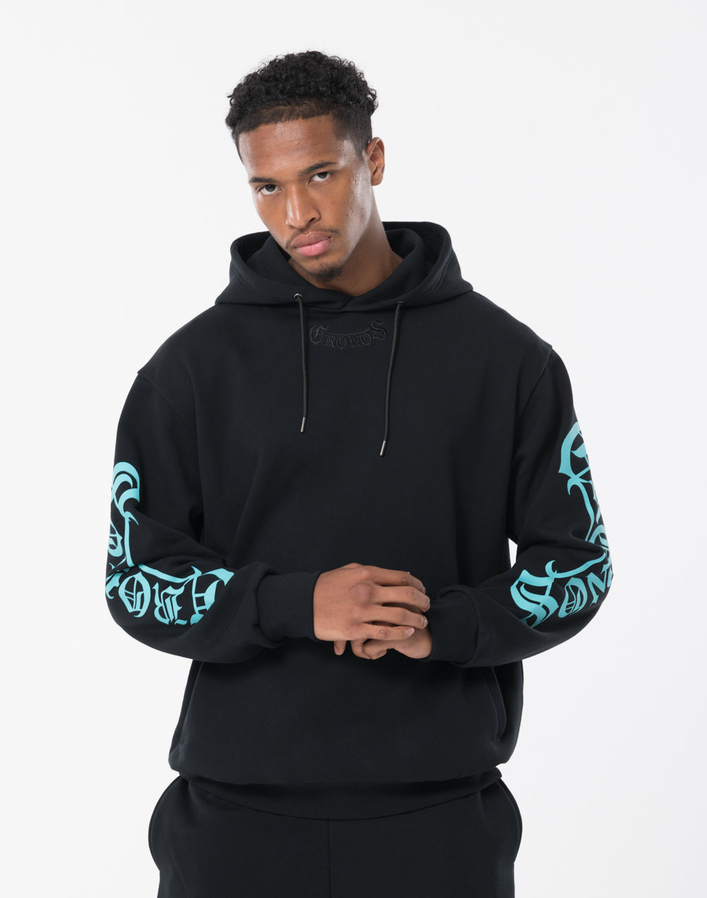 CRONOS BLACKLETTER HOODIE [BLACK×BLUE]
