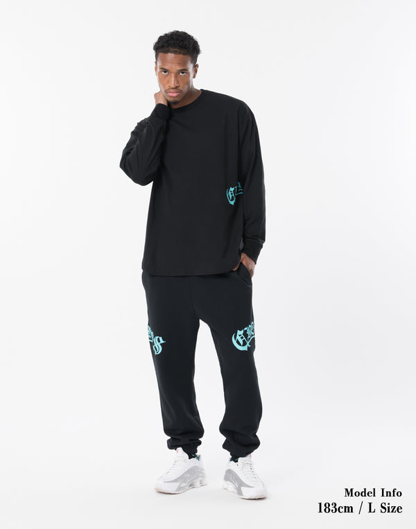 CRONOS BLACKLETTER Long Pants [BLACK×BLUE]