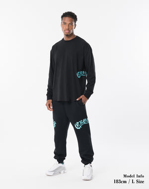 CRONOS BLACKLETTER Long Pants [BLACK×BLUE]