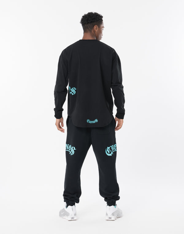 CRONOS BLACKLETTER Long Pants [BLACK×BLUE]