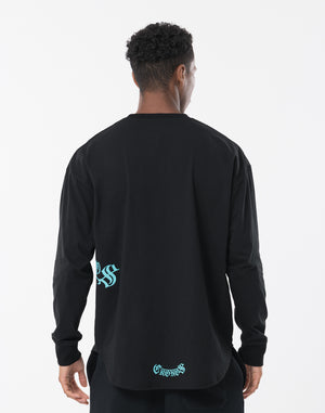 CRONOS BLACKLETTER L/S TEE【BLACK×BLUE】