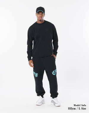CRONOS BLACKLETTER SWEAT [BLACK×BLUE]