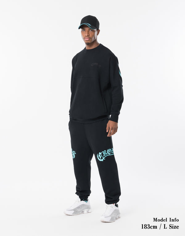 CRONOS BLACKLETTER SWEAT [BLACK×BLUE]