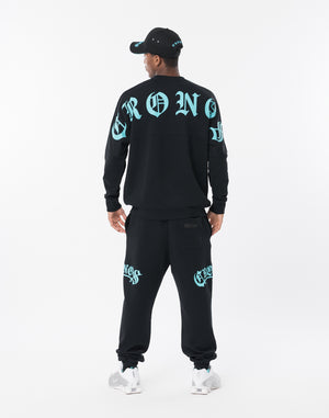 CRONOS BLACKLETTER SWEAT [BLACK×BLUE]