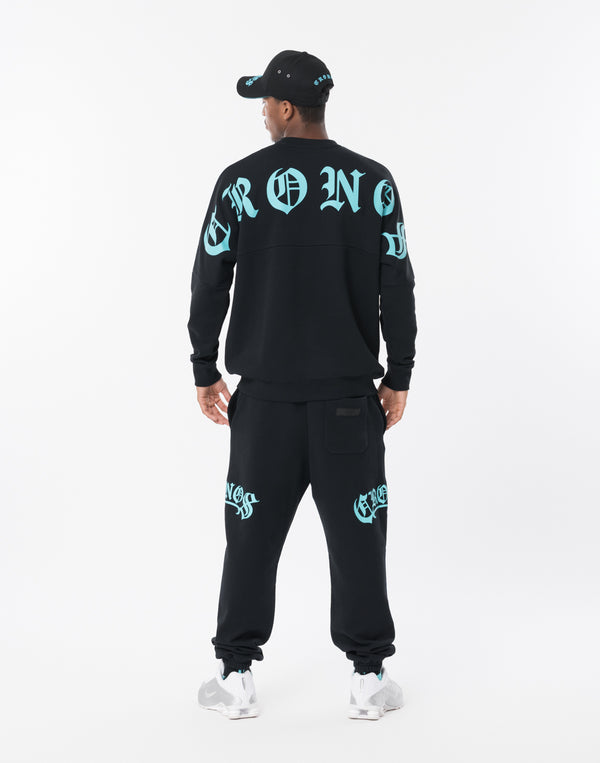 CRONOS BLACKLETTER SWEAT [BLACK×BLUE]