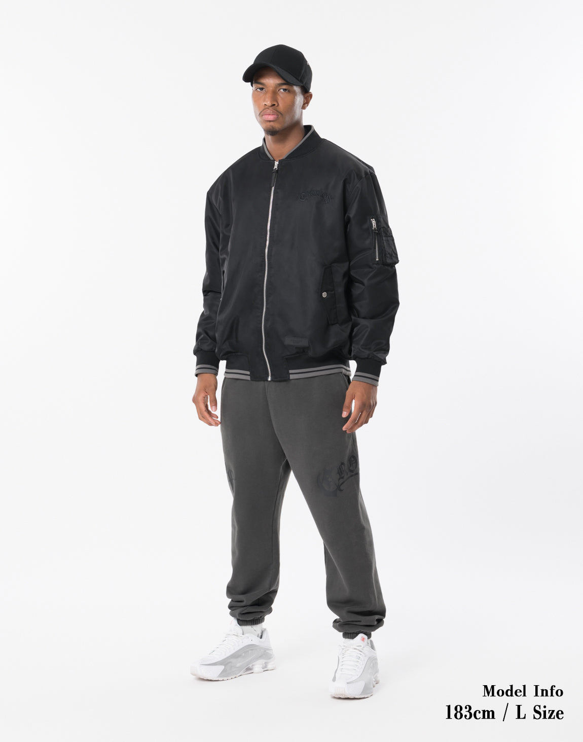 CRONOS クロノス　MA-1　ボンバージャケット ブラック M CRONOS BLACKLETTER MA-1 JACKET【BLACK】