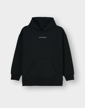 CRONOS WOMEN Neutral Tone Heavyweight Hoodie【BLACK】