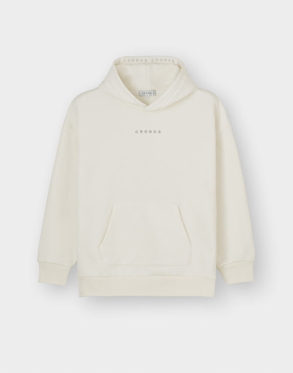 CRONOS WOMEN Neutral Tone Heavyweight Hoodie【WHITE】