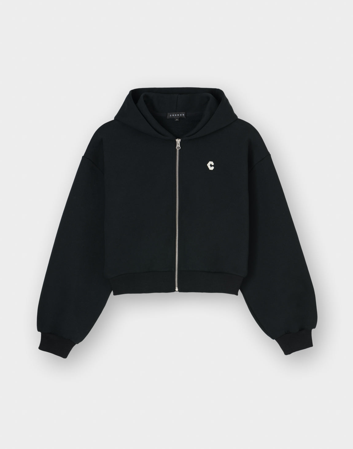 CRONOS BLACK ZIP FOODIE【BLACK】 CRONOS WOMEN Neutral Tone Heavyweight Zip Hoodie [BLACK]