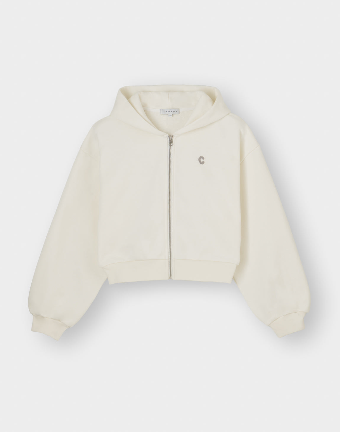 CRONOS WOMEN Neutral Tone Heavyweight Zip Hoodie【WHITE】