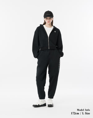 CRONOS WOMEN Neutral Tone Heavyweight Zip Hoodie【BLACK】