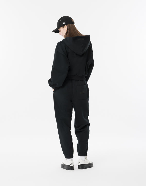 CRONOS WOMEN Neutral Tone Heavyweight Zip Hoodie【BLACK】