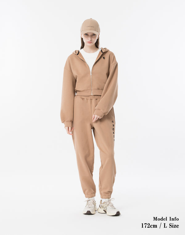CRONOS WOMEN Neutral Tone Heavyweight Zip Hoodie【BEIGE】