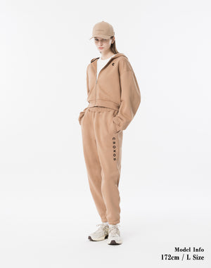 CRONOS WOMEN Neutral Tone Heavyweight Zip Hoodie【BEIGE】