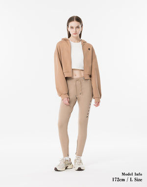 CRONOS WOMEN Neutral Tone Heavyweight Zip Hoodie【BEIGE】