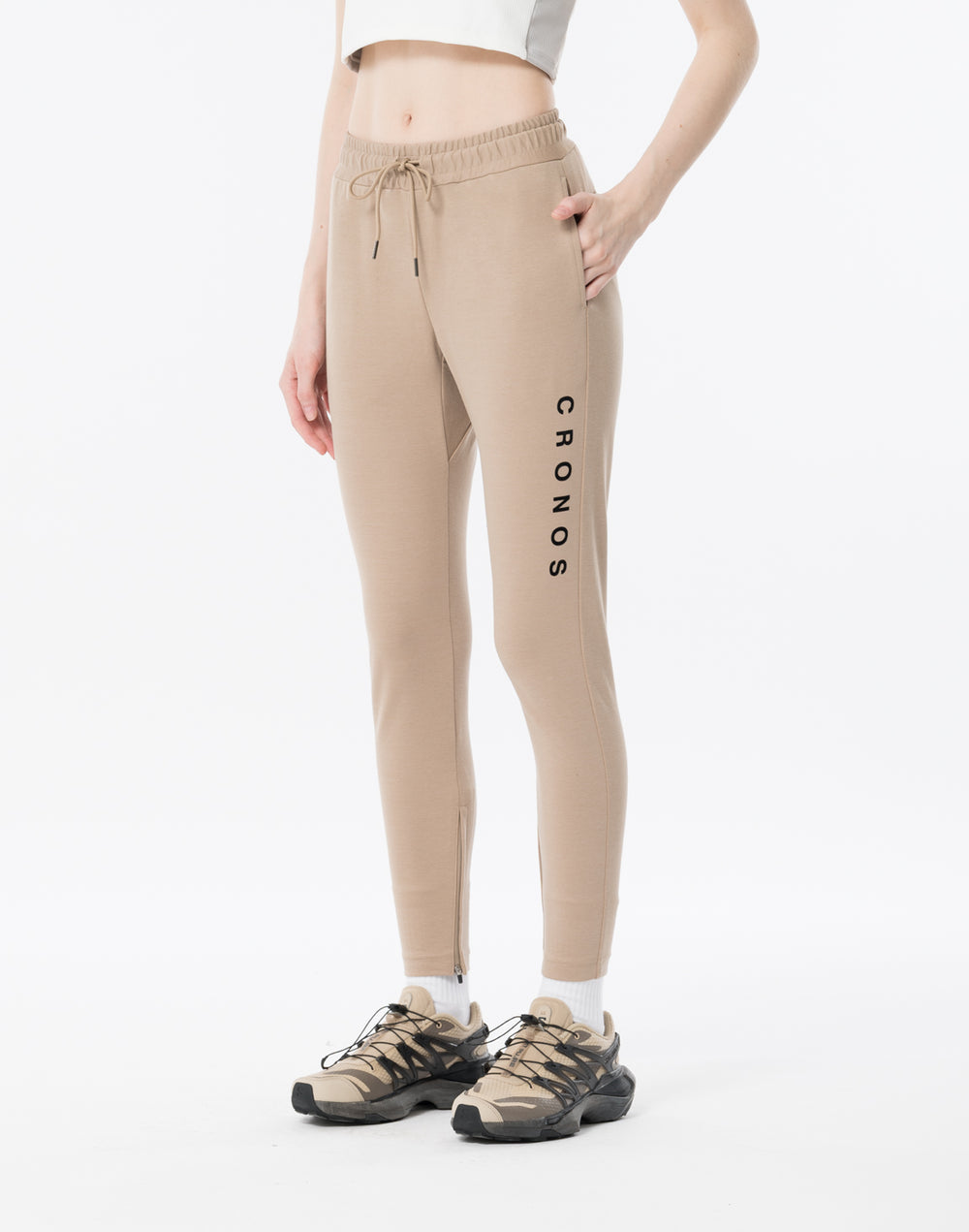 CRONOS WOMEN High-Tension ActivePants【BEIGE】