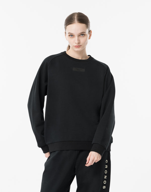 CRONOS WOMEN Neutral Tone Heavyweight Sweat【BLACK】