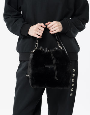 CRONOS WOMEN Chic Faux Fur Bag【BLACK】