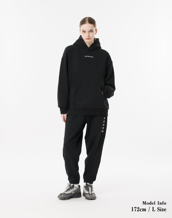 CRONOS WOMEN Neutral Tone Heavyweight Hoodie【BLACK】