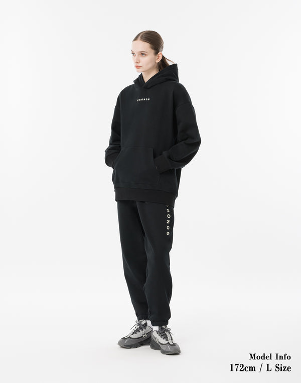CRONOS WOMEN Neutral Tone Heavyweight Hoodie【BLACK】