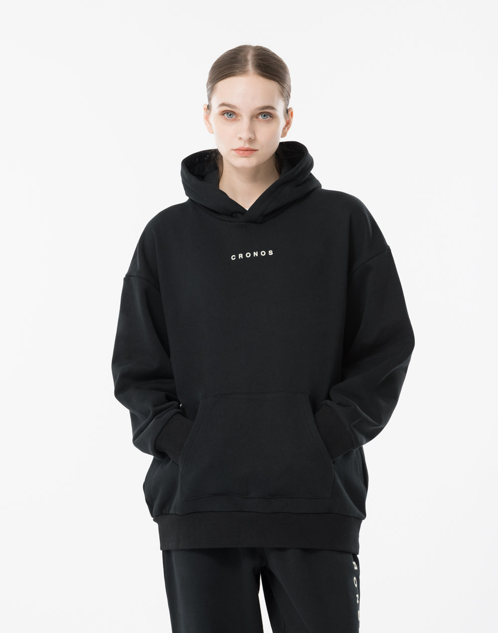 CRONOS WOMEN Neutral Tone Heavyweight Hoodie【BLACK】