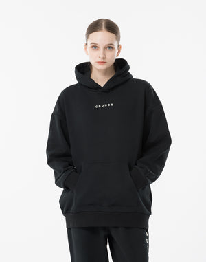 CRONOS WOMEN Neutral Tone Heavyweight Hoodie【BLACK】